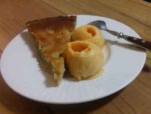 Tarte pommes rhubarbe et sorbet abricot- 