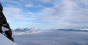 Vue du Pic St Michel- La Chartresue, le Mont Blanc, Belledonne