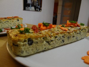 Terrine de coutgettes aux herbes- avec un petit clin d'oeil à Jean-Pierre pour la décoration